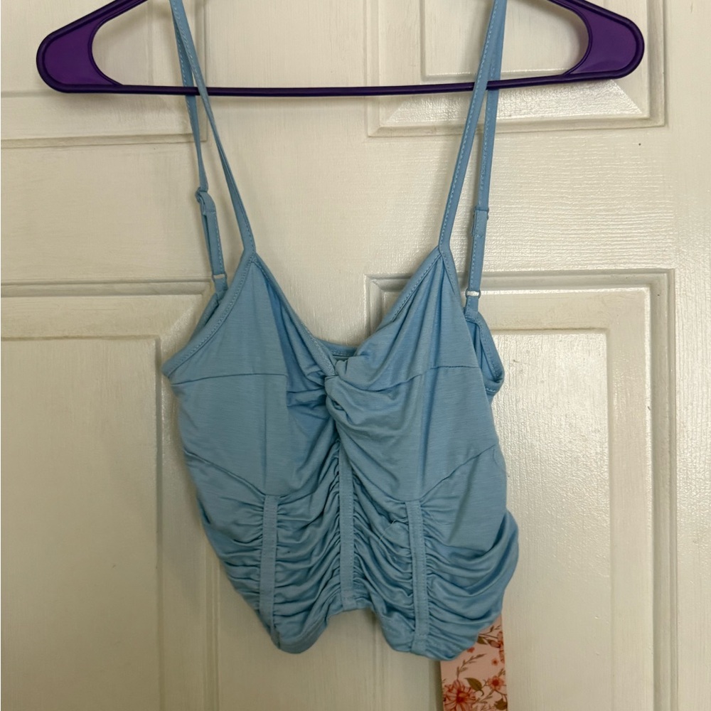 SHEIN Light Blue Ruched Camisole Top